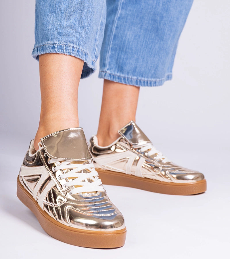 2-Zlaté tenisky dámské lakované Keyla-2