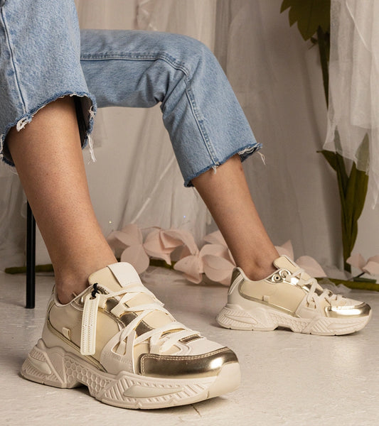 1-Béžové dámské tenisky na masivní podrážce Balika-1