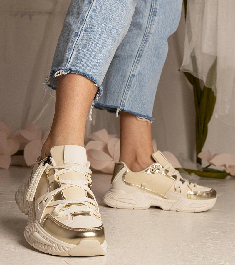 5-Béžové dámské tenisky na masivní podrážce Balika-5