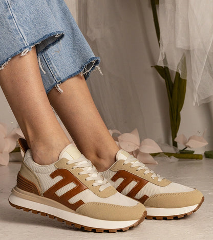 1-Béžové dámské sportovní tenisky Marena-1