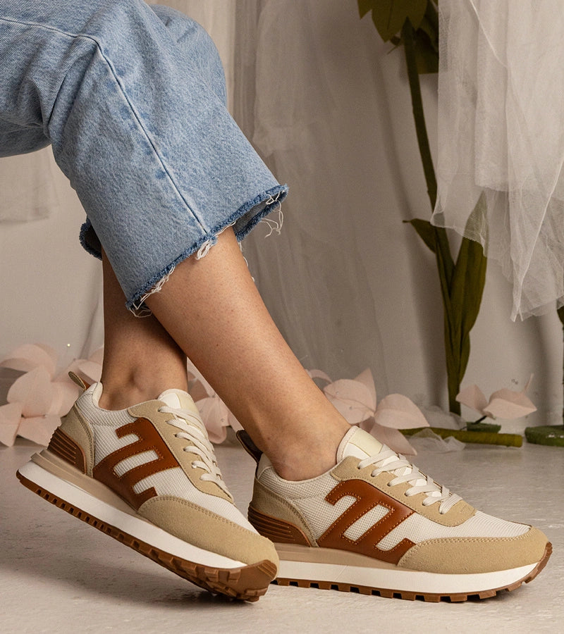 3-Béžové dámské sportovní tenisky Marena-3