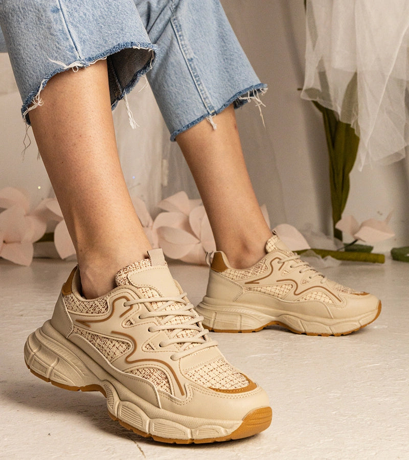 1-Béžové dámské sportovní tenisky Maurita-1