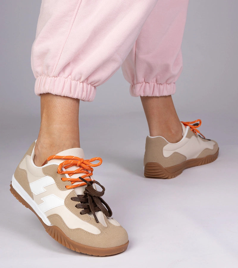 6-Béžové tenisky s barevnými tkaničkami Bekki-6