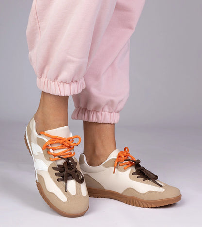 7-Béžové tenisky s barevnými tkaničkami Bekki-7