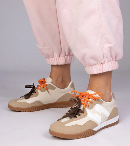 8-Béžové tenisky s barevnými tkaničkami Bekki-8