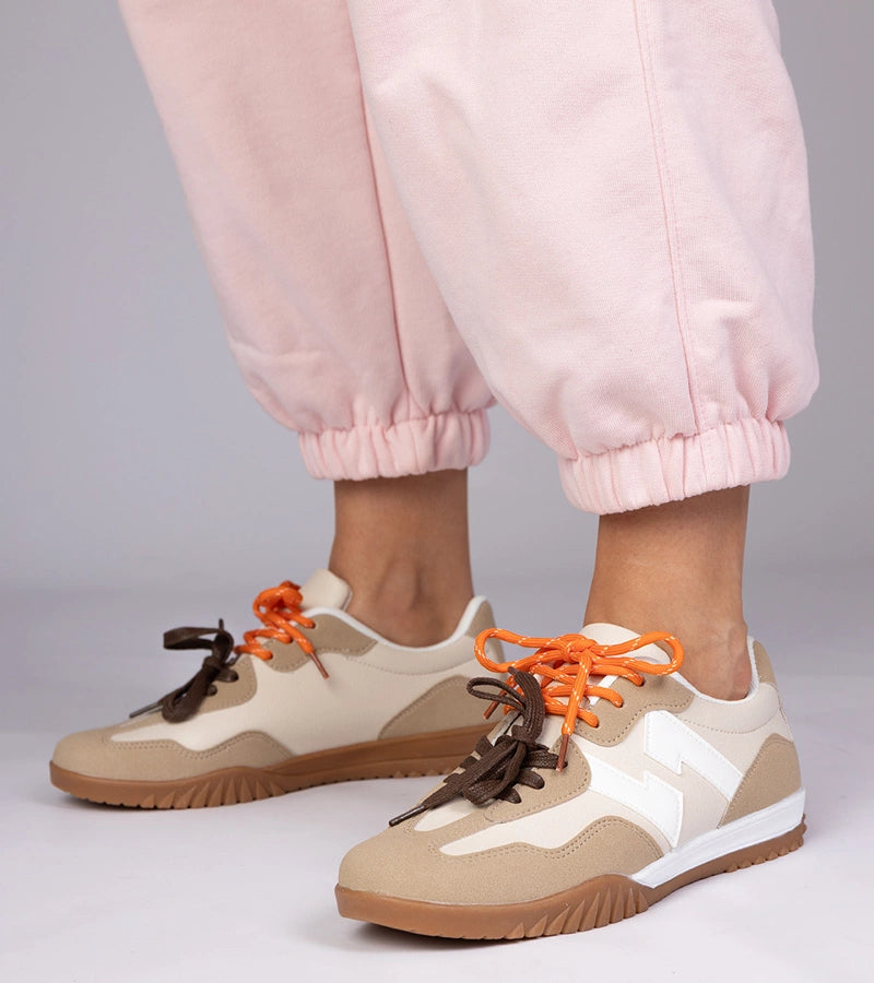 9-Béžové tenisky s barevnými tkaničkami Bekki-9