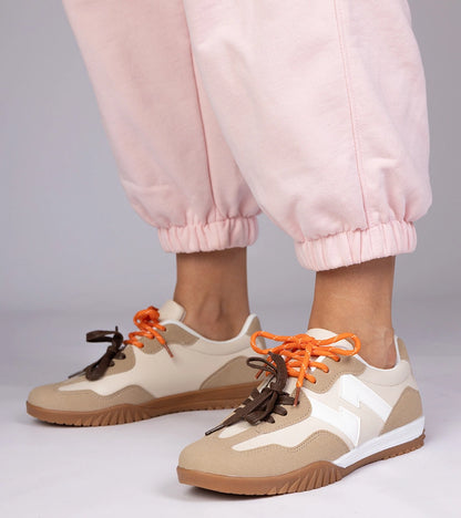 9-Béžové tenisky s barevnými tkaničkami Bekki-9