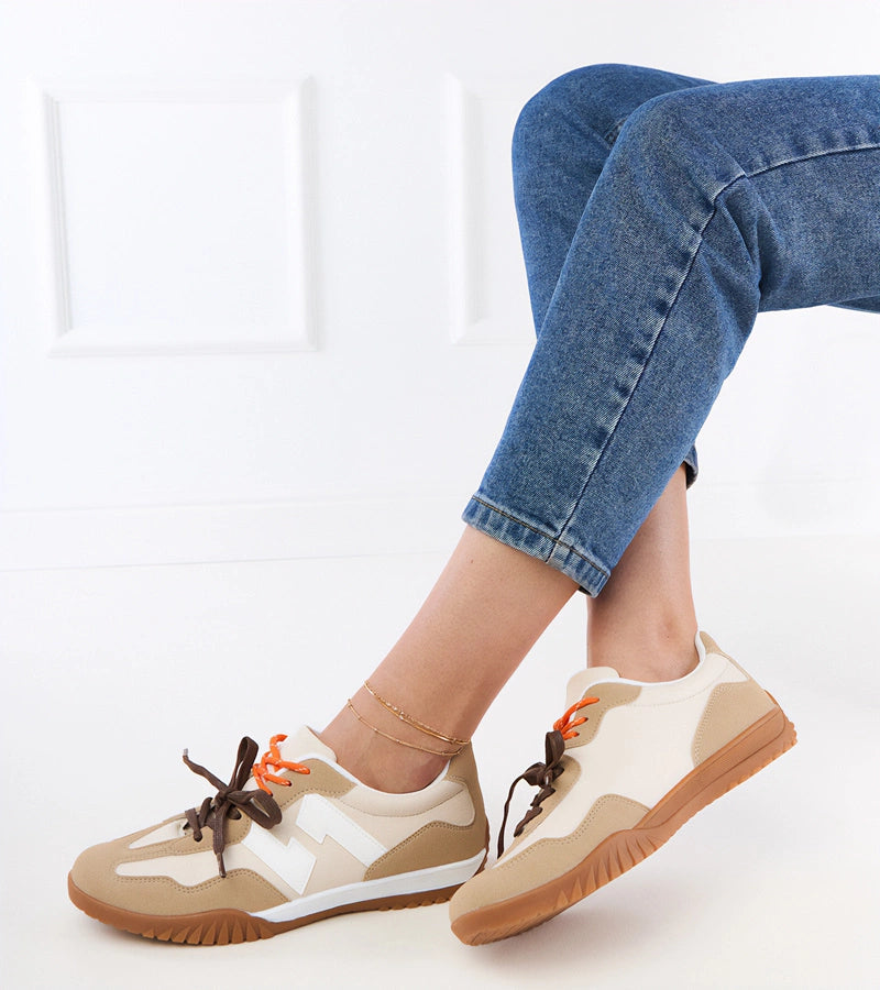 1-Béžové tenisky s barevnými tkaničkami Bekki-1