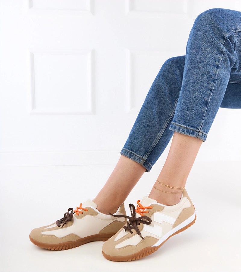 4-Béžové tenisky s barevnými tkaničkami Bekki-4