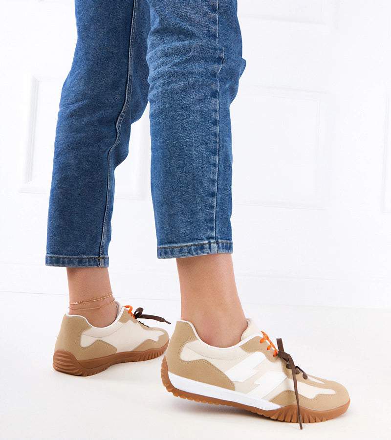 5-Béžové tenisky s barevnými tkaničkami Bekki-5