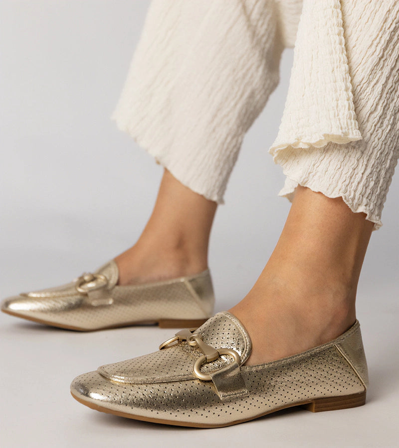 1-Zlaté elegantní dámské baleríny s ozdobou Serina-1