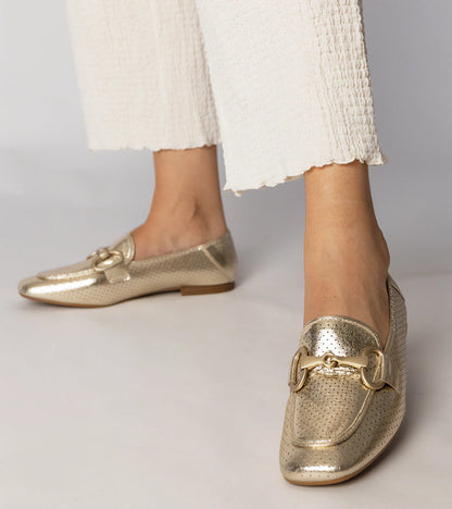 3-Zlaté elegantní dámské baleríny s ozdobou Serina-3