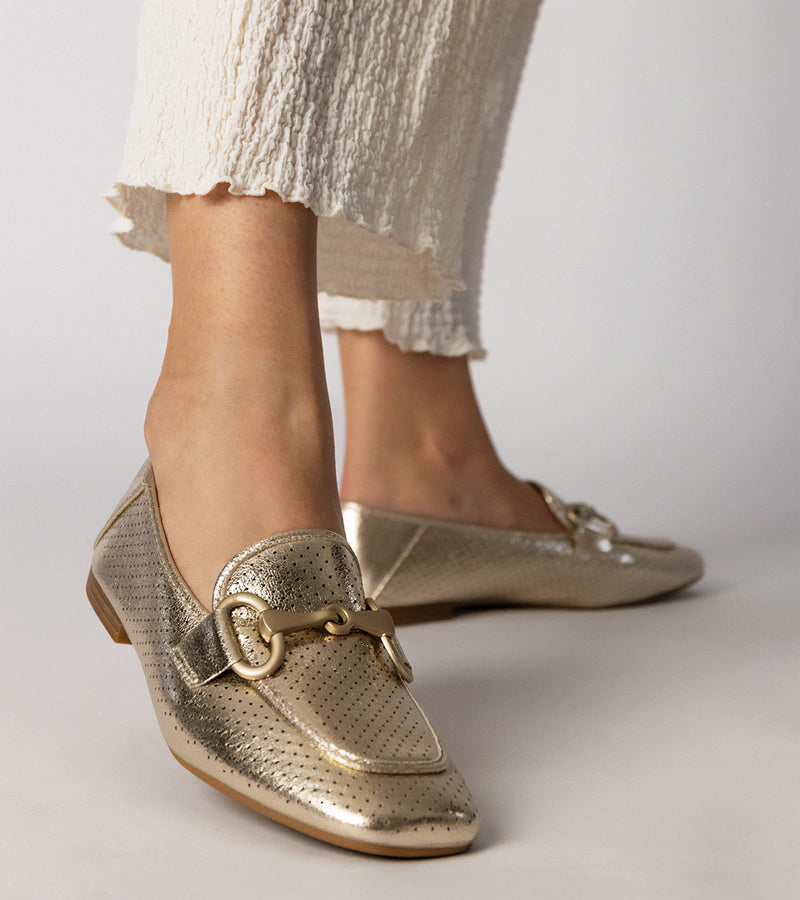 4-Zlaté elegantní dámské baleríny s ozdobou Serina-4