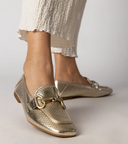 4-Zlaté elegantní dámské baleríny s ozdobou Serina-4