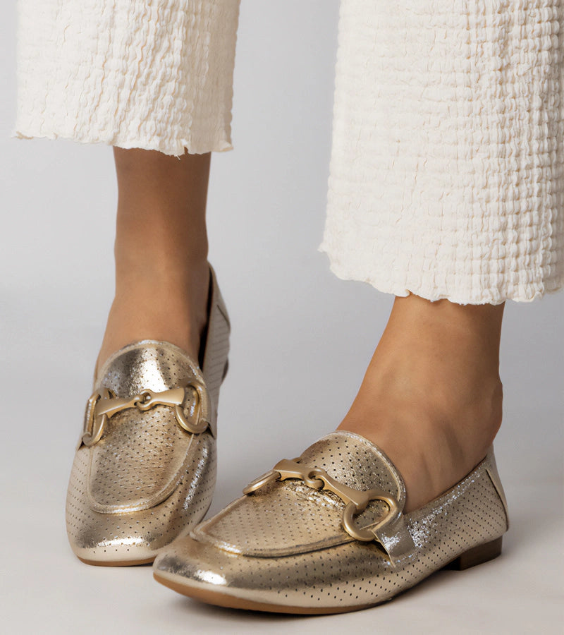 5-Zlaté elegantní dámské baleríny s ozdobou Serina-5