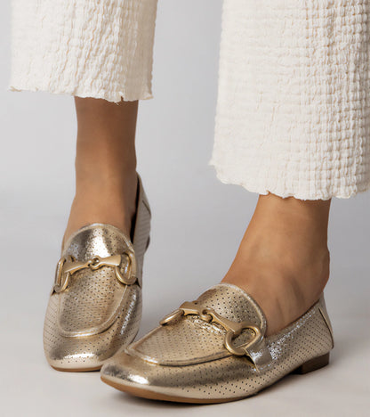 5-Zlaté elegantní dámské baleríny s ozdobou Serina-5