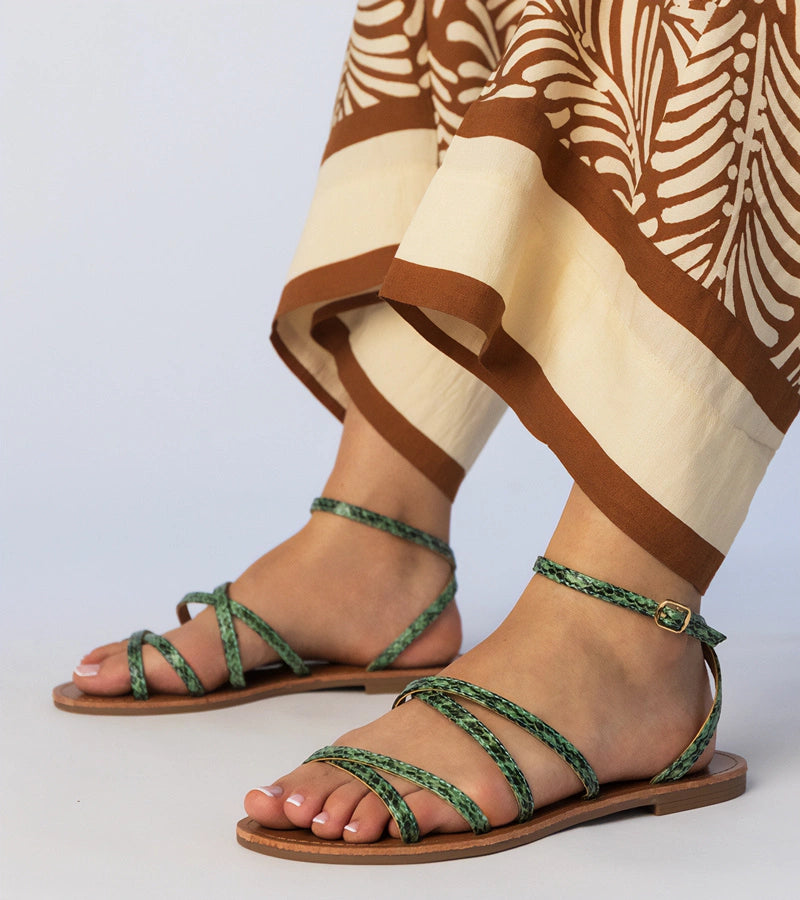 1-Zelené sandály na ploché podrážce Kates-1