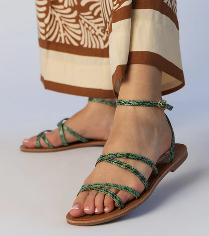 2-Zelené sandály na ploché podrážce Kates-2