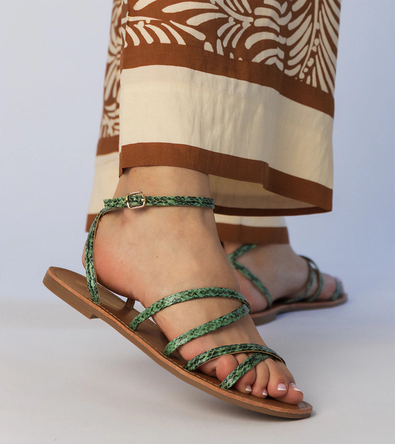3-Zelené sandály na ploché podrážce Kates-3