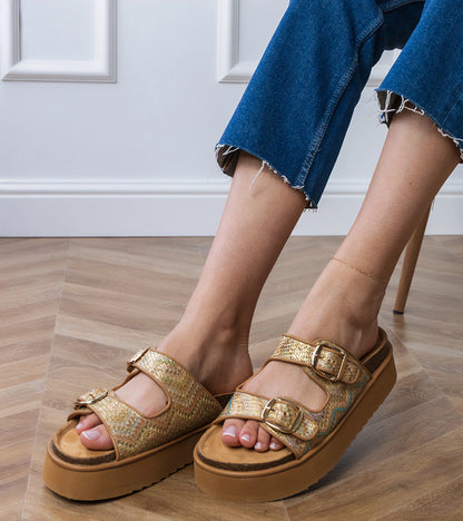 3-Zlaté pantofle s přezkami na páscích Orinos-3