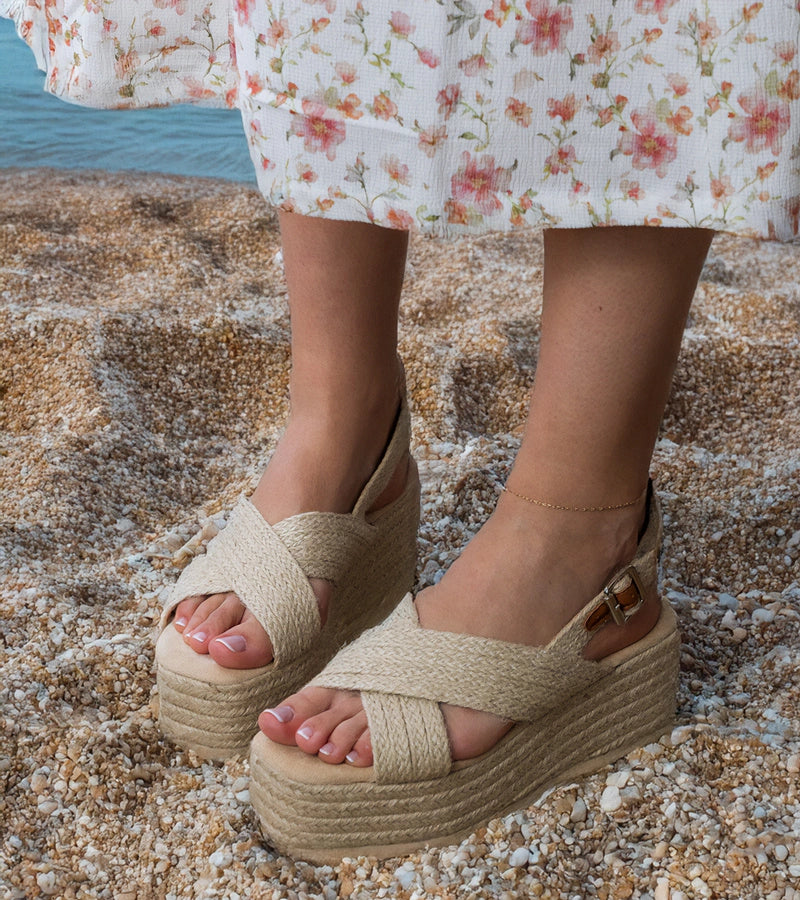 1-Béžové sandály espadrilky na platformě s pásky Olisa-1