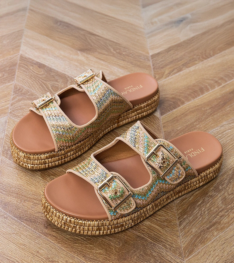 8-Zlaté pantofle s přezkami na páscích Rider-8