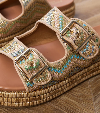 6-Zlaté pantofle s přezkami na páscích Rider-6