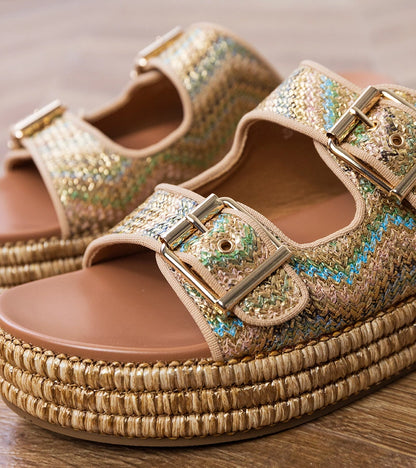 10-Zlaté pantofle s přezkami na páscích Rider-10