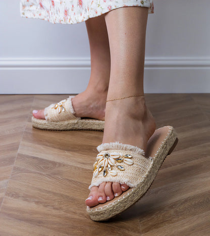 4-Béžové pletené espadrilky s mušlemi Morsa-4