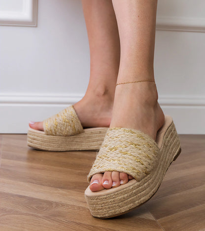 3-Zlaté pantofle espadrilky na platformě Kolvis-3