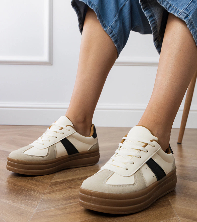 1-Béžové dámské tenisky na platformě Serila-1