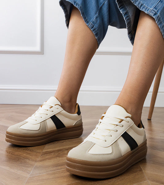 1-Béžové dámské tenisky na platformě Serila-1