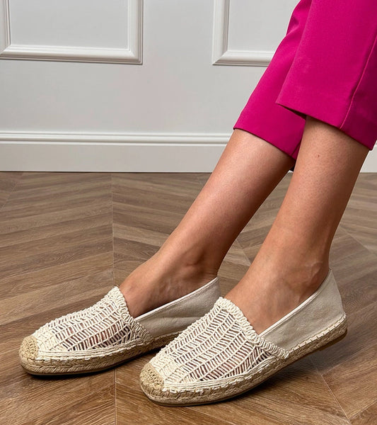 2-Béžové děrované espadrilky na platformě Plevis-2