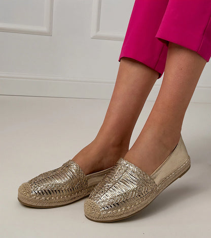 2-Zlaté espadrilky ažurové na platformě Zelvira-2