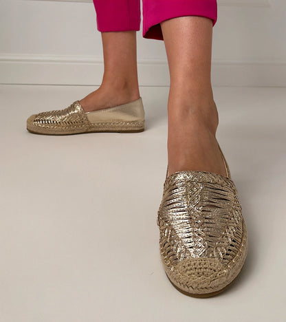 4-Zlaté espadrilky ažurové na platformě Zelvira-4