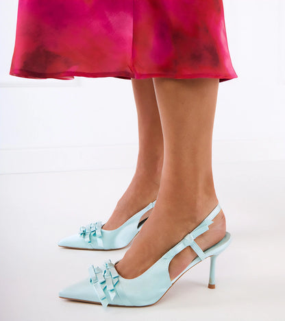 3-Zelené lodičky na jehlovém podpatku s mašličkami Palira-3