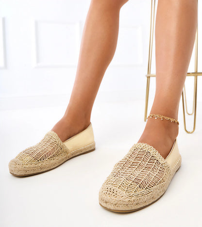 1-Zlaté krajkové espadrilky na platformě Plevis-1