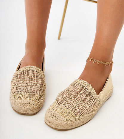 3-Zlaté krajkové espadrilky na platformě Plevis-3