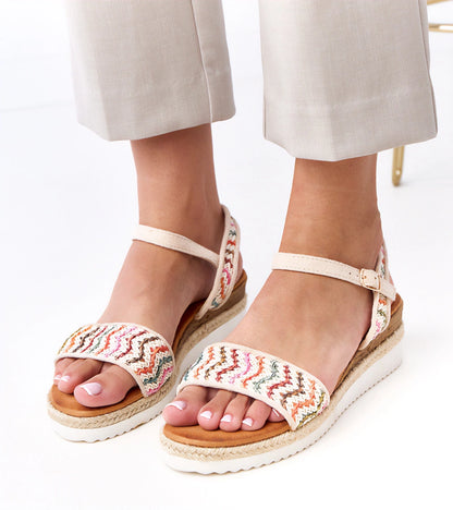 6-Béžové háčkované sandály na klínu Versala-6