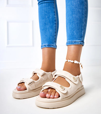 1-Béžové sandály s nastavitelnými pásky Brodni-1