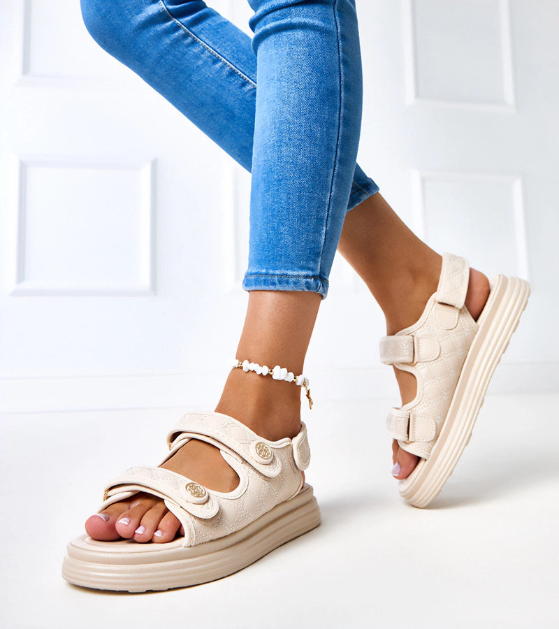 2-Béžové sandály s nastavitelnými pásky Brodni-2