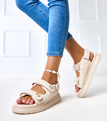 2-Béžové sandály s nastavitelnými pásky Brodni-2