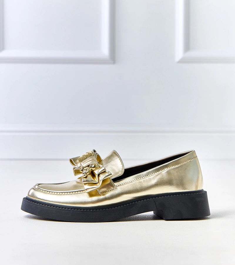 6-Zlaté mokasíny s mašlí a medvídkem Teriwa-6