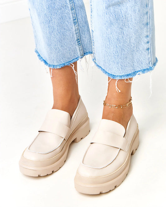 2-Béžové mokasíny z ekokůže Seraphin-2