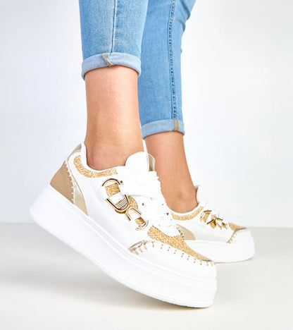 2-Béžové tenisky na platformě s pletenou vsadkou Lina-2