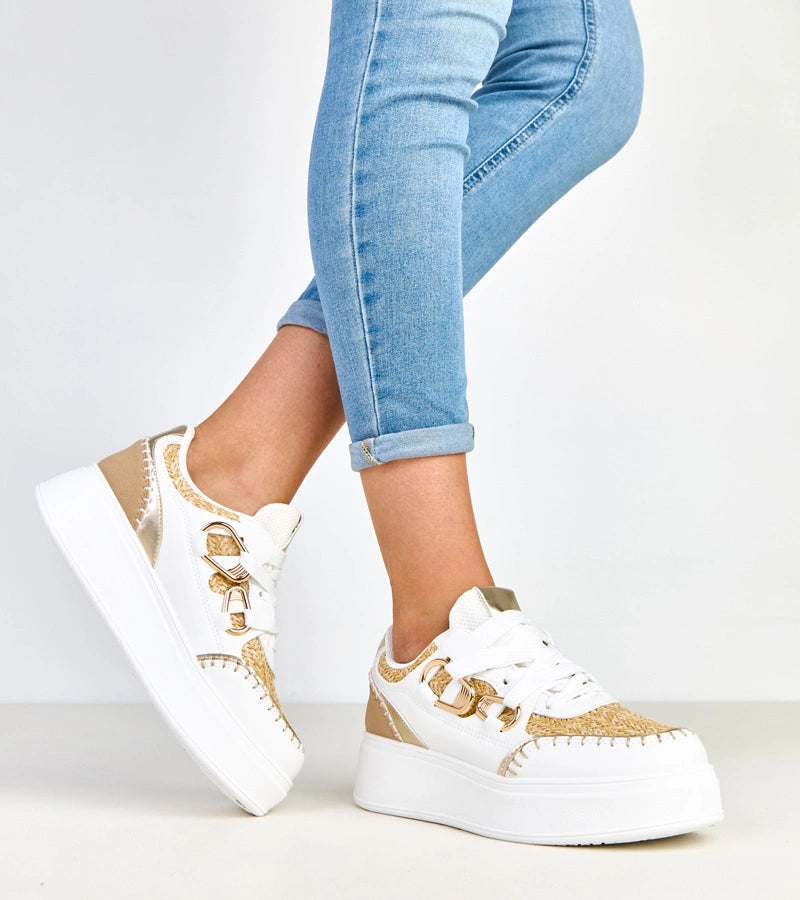 3-Béžové tenisky na platformě s pletenou vsadkou Lina-3