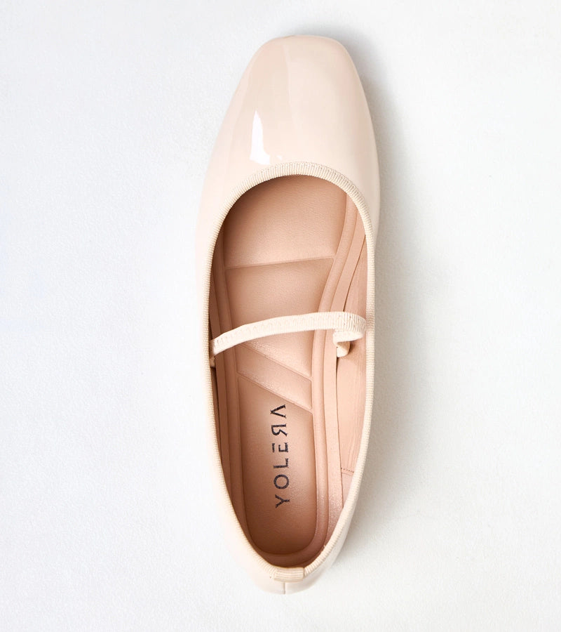 6-Béžové lakované baleríny s gumou Lantos-6