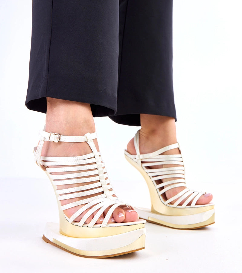 4-Béžové sandály na futuristickém podpatku Elizer-4