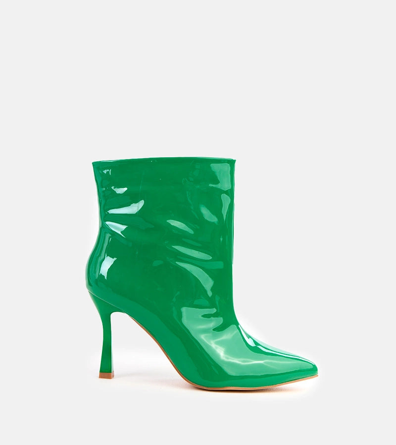 5-Zelené lakované kotníkové boty na jehlovém podpatku Marsena-5