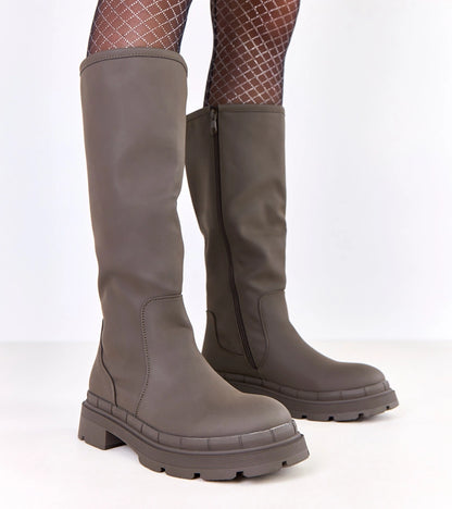 2-Zelené kozačky z matné eko kůže Delita-2